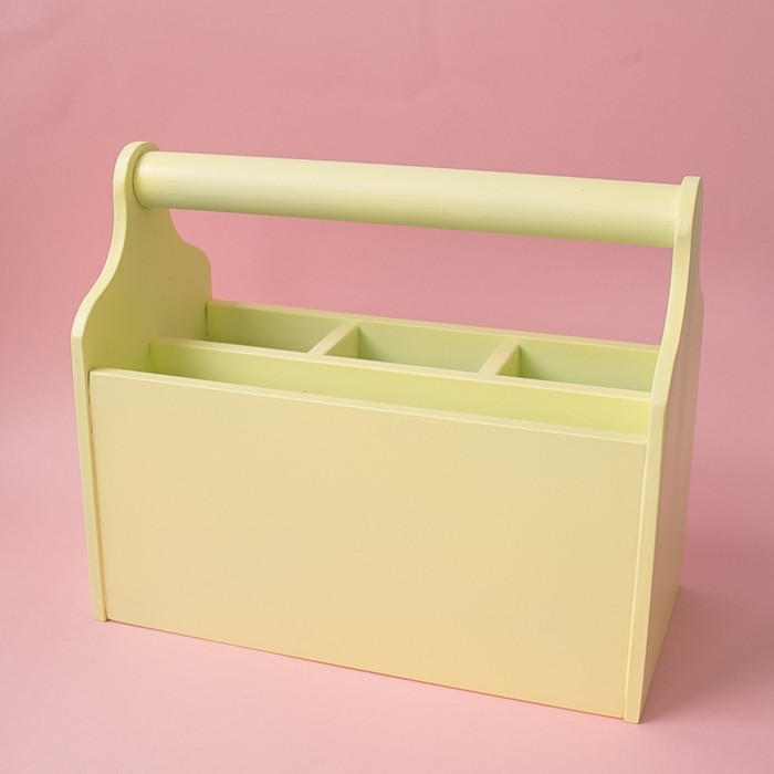 Карандашница деревянная, 24 х 20 х 12 см, жёлтая