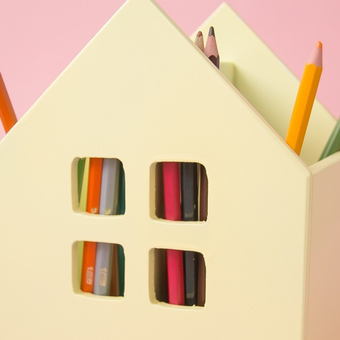 Карандашница деревянная, 15 х 12 х 20 см, жёлтая