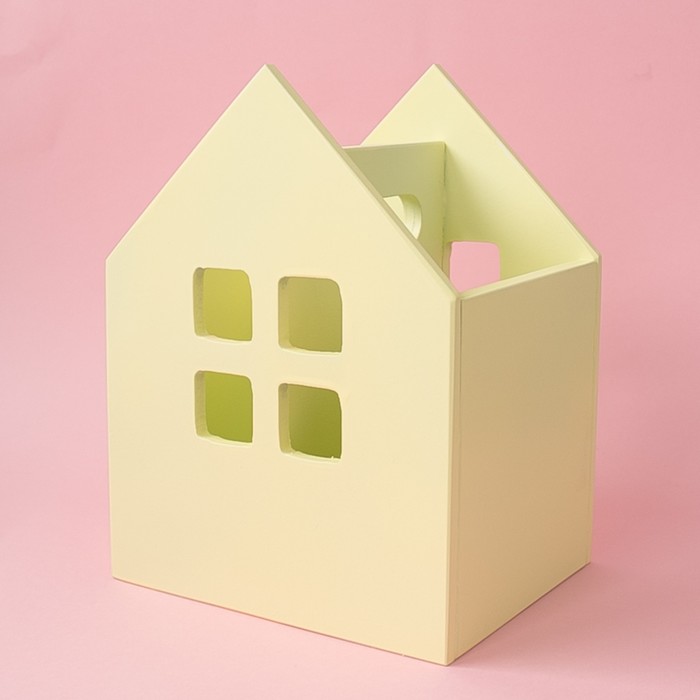 Карандашница деревянная, 15 х 12 х 20 см, жёлтая