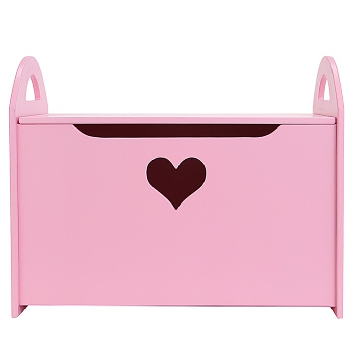 Сундук деревянный для игрушек, 50 х 40 х 30 см, розовый с сердечком