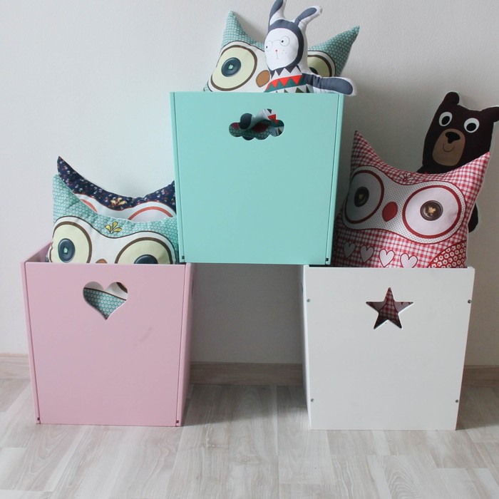 Деревянный ящик для игрушек, 34 х 34 х 30 см, белый со звёздочкой