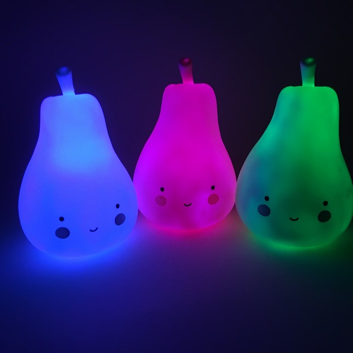 Ночник LED детский Pear, батарейки LR44 в комплекте, 14 х 9 х 9 см, голубой