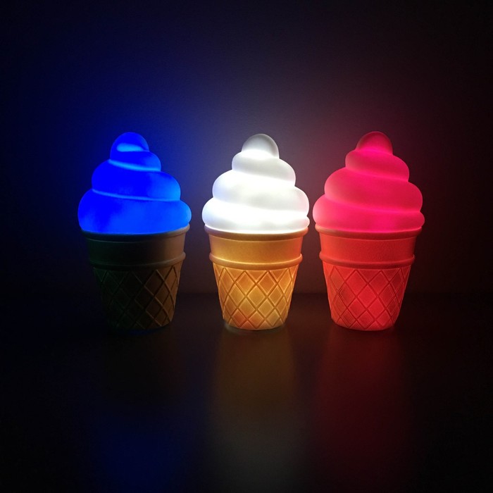 Ночник LED детский Ice Cream, батарейки LR44 в комплекте, 16 х 9 х 5 см, голубой