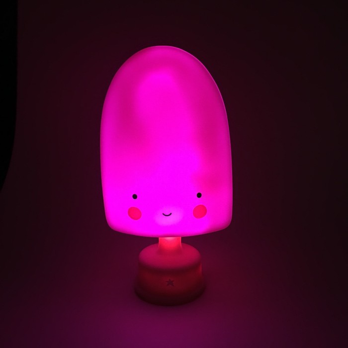 Ночник LED детский Lolly Ice Cream, батарейки LR44 в комплекте, 14 х 8 х 8 см, розовый