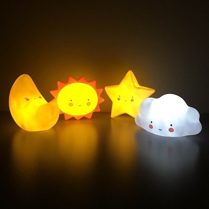 Ночник LED детский Star, батарейки LR44 в комплекте, 17 х 17 х 6 см, жёлтый