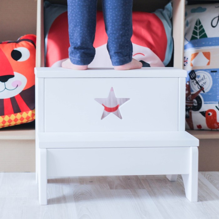 Табурет-лестница, белый со звёздочкой