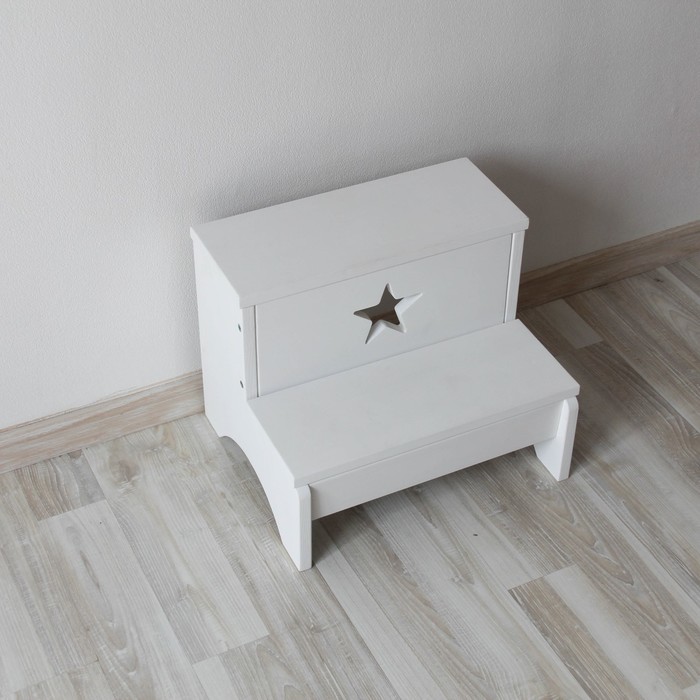 Табурет-лестница, белый со звёздочкой