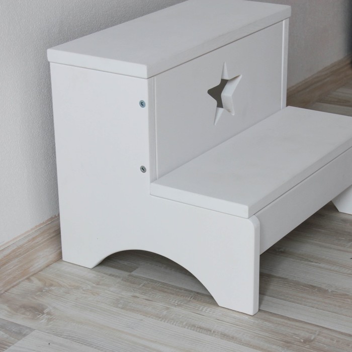 Табурет-лестница, белый со звёздочкой