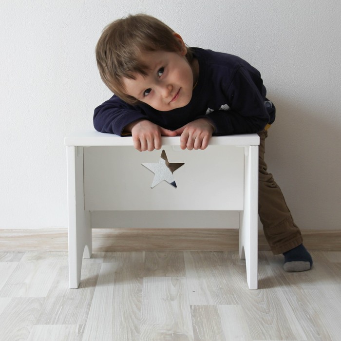 Табурет-лестница, белый со звёздочкой