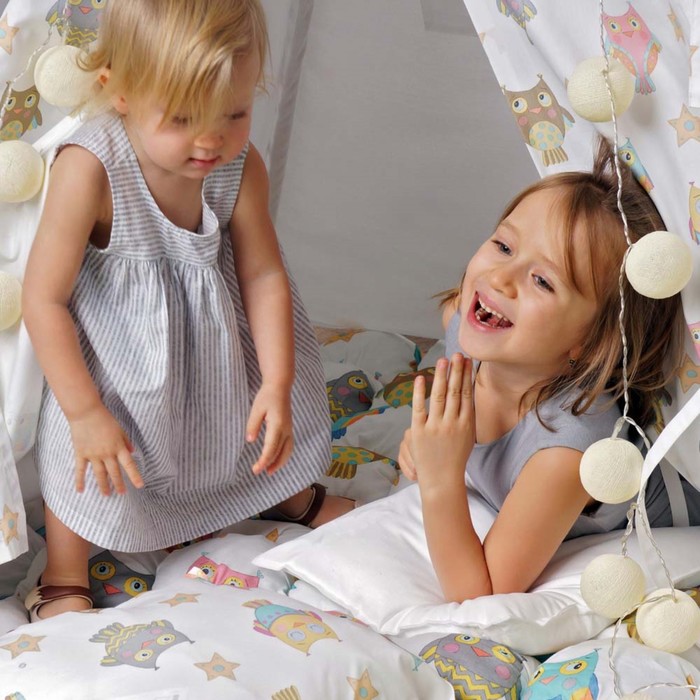 Вигвам для детей с окном, карманом и флажками "Милые Совята",110x110x160 см