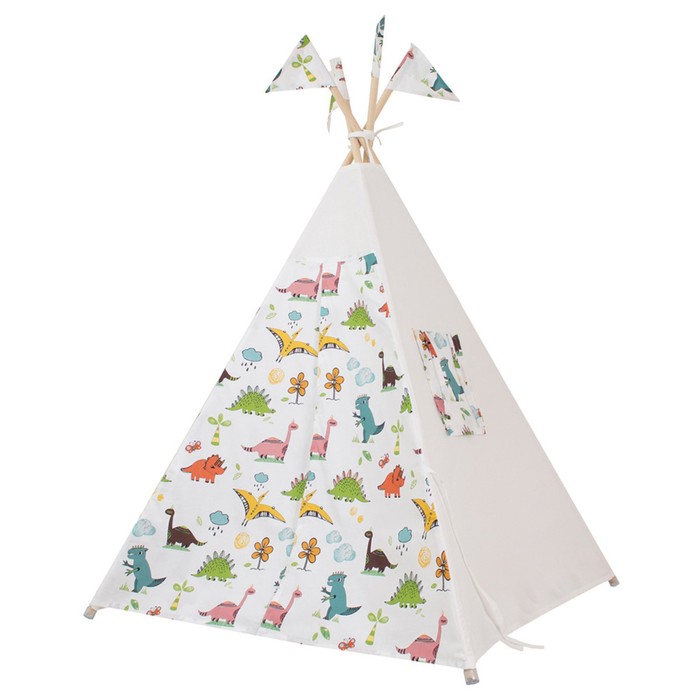 Вигвам для детей Dino с окном, карманом с флажками, 110x110x160 см