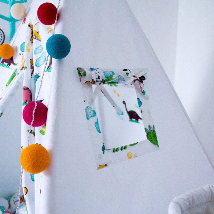 Вигвам для детей Dino с окном, карманом с флажками, 110x110x160 см