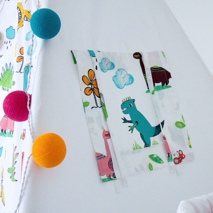 Вигвам для детей Dino с окном, карманом с флажками, 110x110x160 см