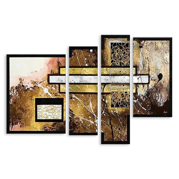 Модульная картина на стекле "Золотые узоры" 120*79 см