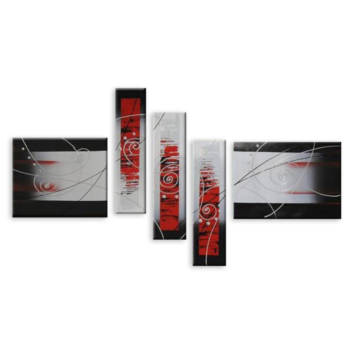 Модульная картина на стекле "Красно-белый орнамент" 120*65см