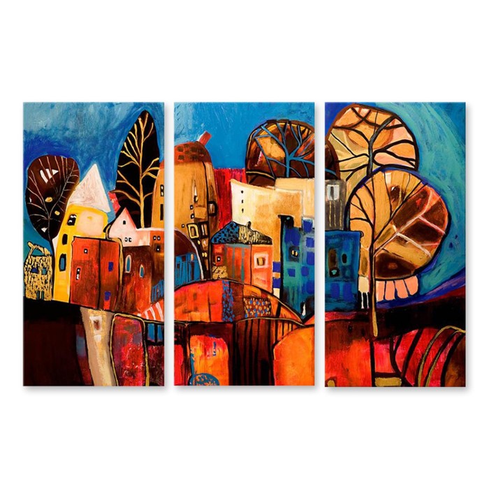 Модульная картина на стекле "Красочный город" 90*58 см
