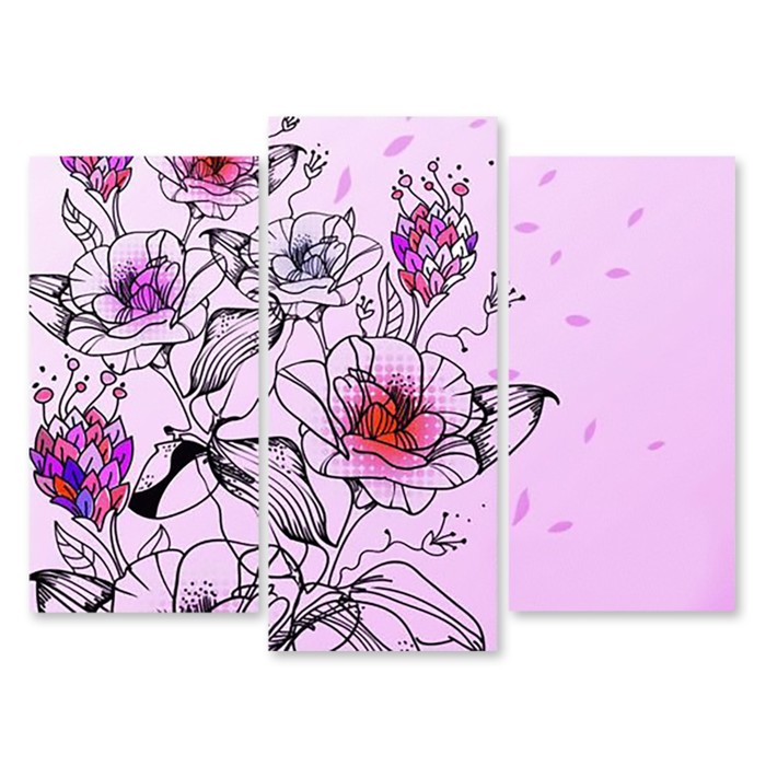 Модульная картина на стекле "Нежный розовый" 90*65см