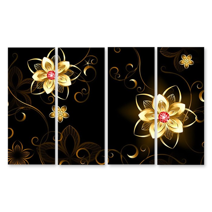 Модульная картина на стекле "Необычные цветы" 120*65 см