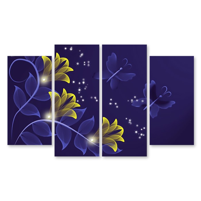 Модульная картина на стекле "Ночная симфония" 90*52 см