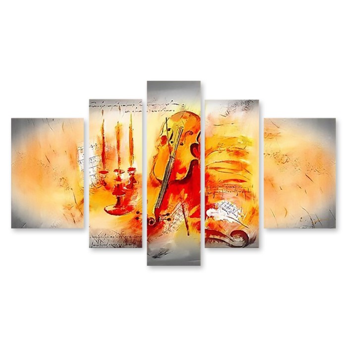 Модульная картина на стекле "Огненная скрипка" 90*49 см