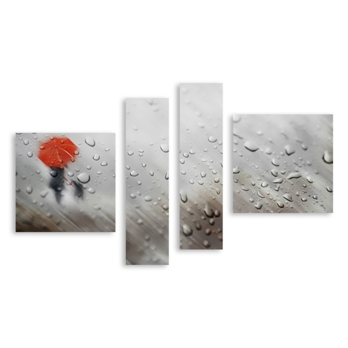 Модульная картина на стекле "Под дождём" 90*53 см