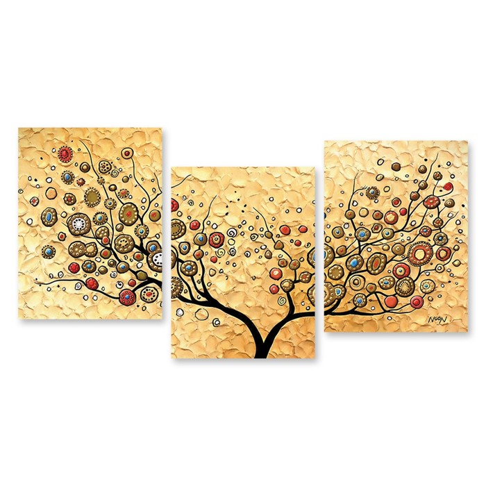 Модульная картина на стекле "Пуговичное дерево" 120*60 см