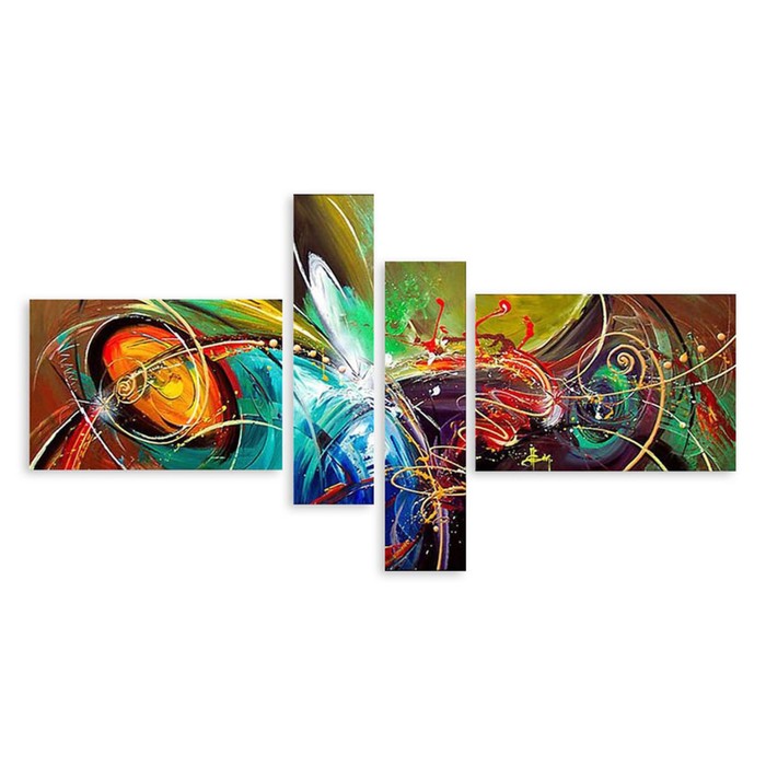 Модульная картина на стекле "Разноцветная абстракция" 120*63 см