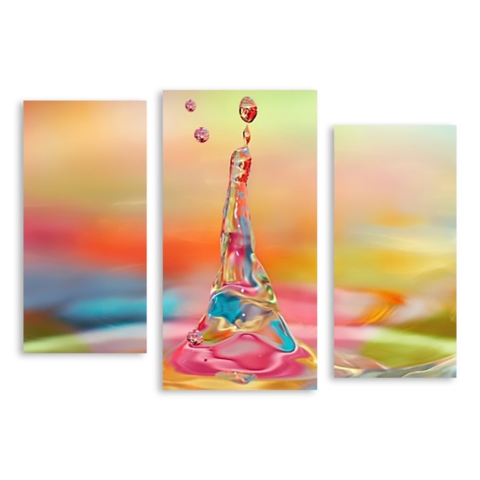 Модульная картина на стекле "Разноцветные капли" 90*65 см