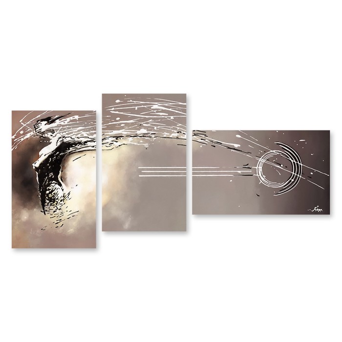 Модульная картина на стекле "Сила серебра" 120*56 см