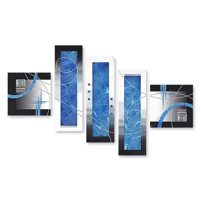 Модульная картина на стекле "Синие отпечатки" 120*68 см