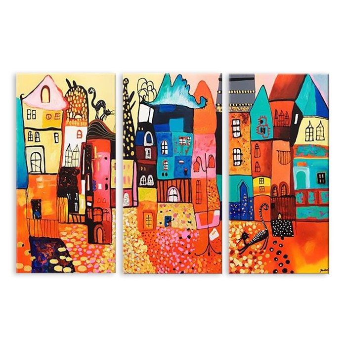 Модульная картина на стекле "Сказочный город" 120*76 см