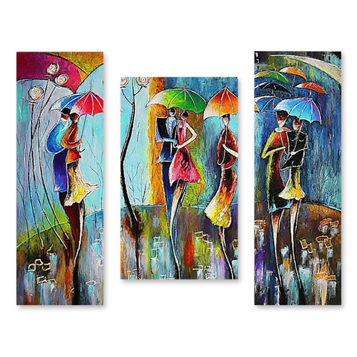 Модульная картина на стекле "Танцы под дождём" 90*75 см