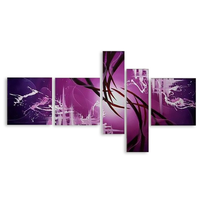 Модульная картина на стекле "Фиолетовая абстракция" 120*61см