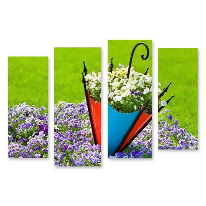 Модульная картина на стекле "Цветочный зонтик" 120*83 см