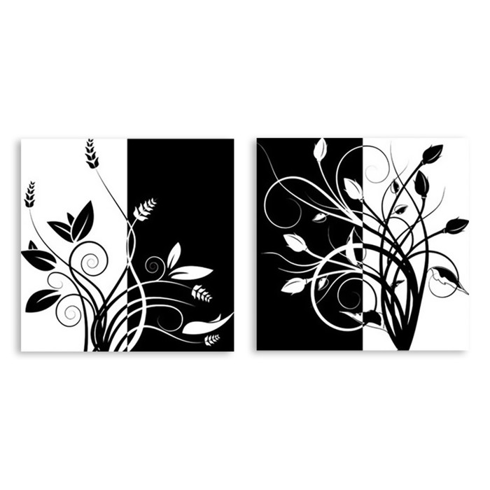 Модульная картина на стекле "Чёрно-белые узоры" 120*57 см