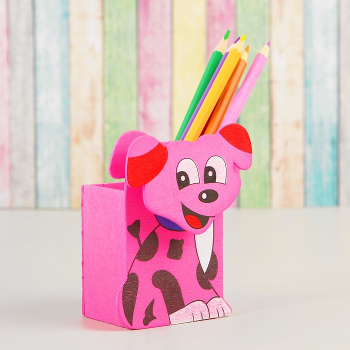 Карандашница "Щенок" с прищепкой, цвета МИКС