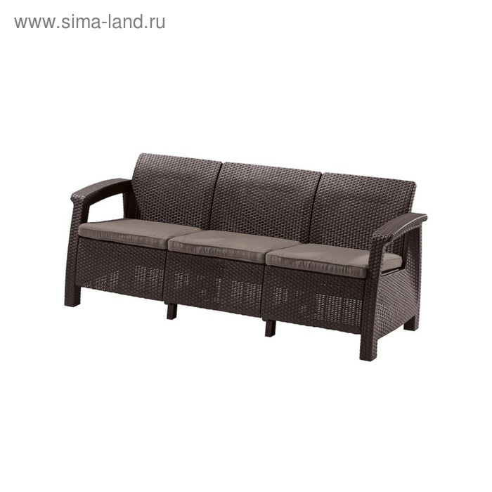 Диван Corfu Love Seat Max, 3-местный, 180 × 70 × 80 см, искусственный ротанг, коричневый