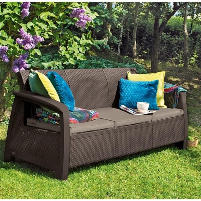 Диван Corfu Love Seat Max, 3-местный, 180 х 70 х 80 см, искусственный ротанг, коричневый