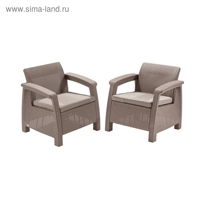 фото Набор мебели corfu duo set, 2 предмета: 2 кресла, искусственный ротанг, цвет капучино keter