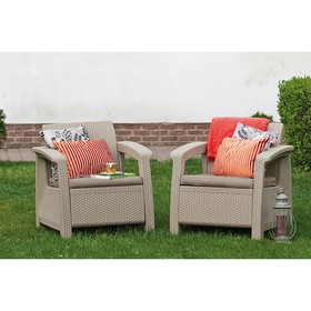 

Набор мебели Corfu Duo Set, 2 предмета: 2 кресла, искусственный ротанг, цвет капучино