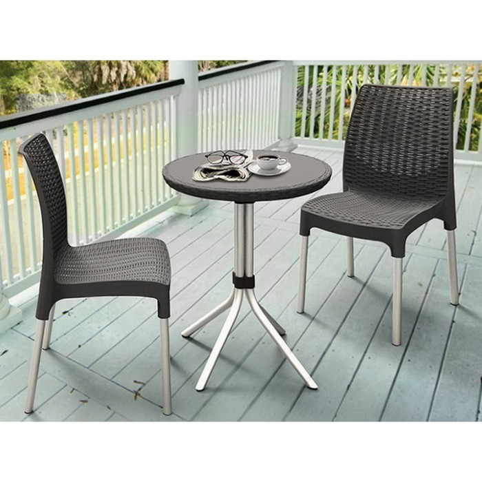 Набор мебели Chelsea set, 3 предмета: стол, 2 стула, искусственный ротанг, цвет коричневый