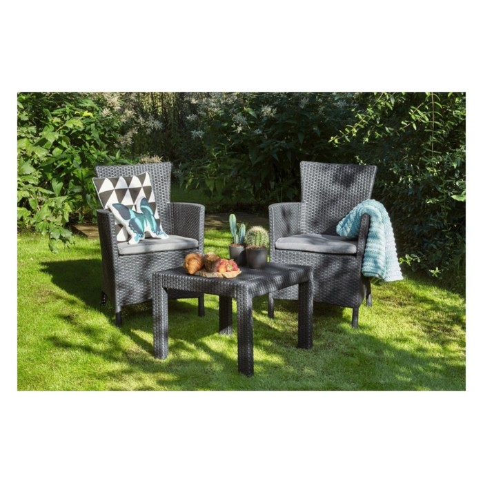 Набор мебели Rosario balcony set, 3 предмета: стол, 2 кресла, искусственный ротанг, цвет графит