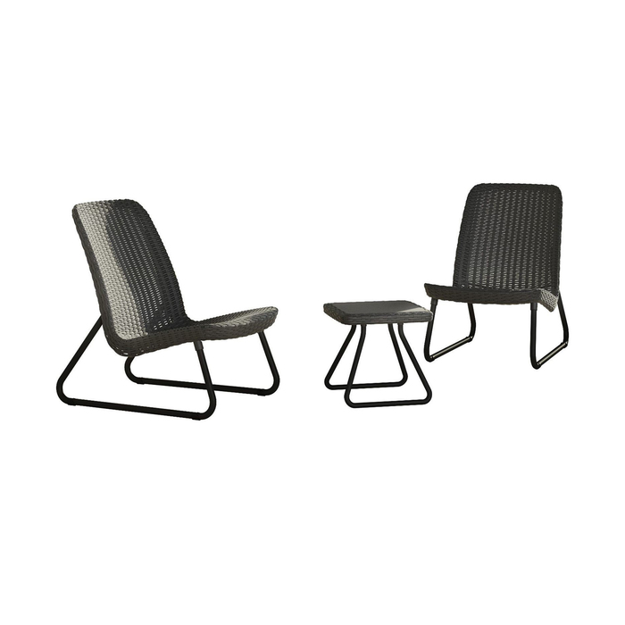 Набор мебели Rio Patio, 3 предмета: стол, 2 кресла, искусственный ротанг, цвет графит