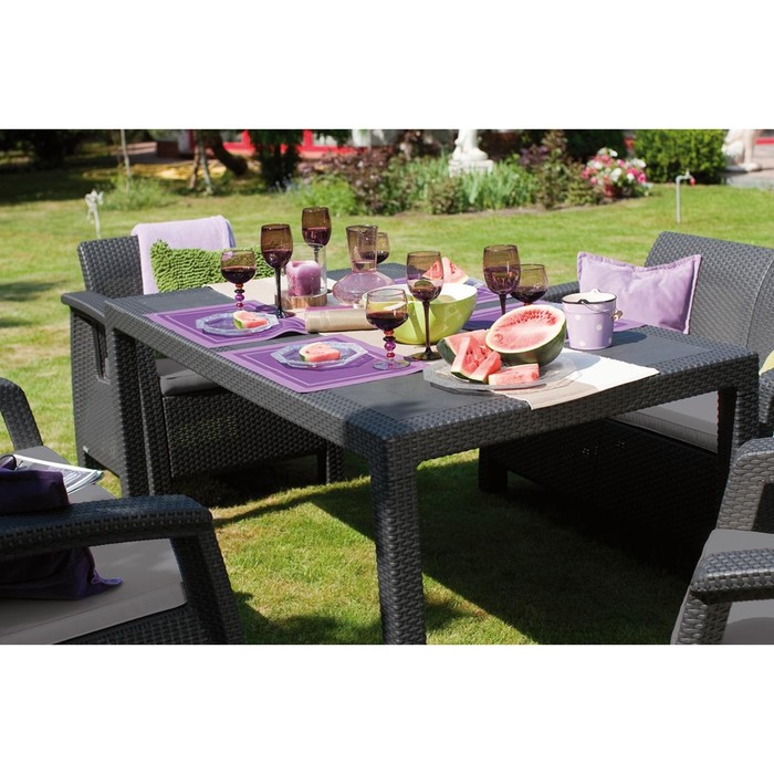 Набор мебели Corfu Fiesta, 5 предметов: стол, 2 дивана, 2 кресла, искусственный ротанг, цвет графит