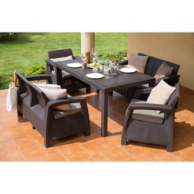 Набор мебели Corfu Fiesta, 5 предметов: стол, 2 дивана, 2 кресла, искусственный ротанг, коричневый от Сима-ленд