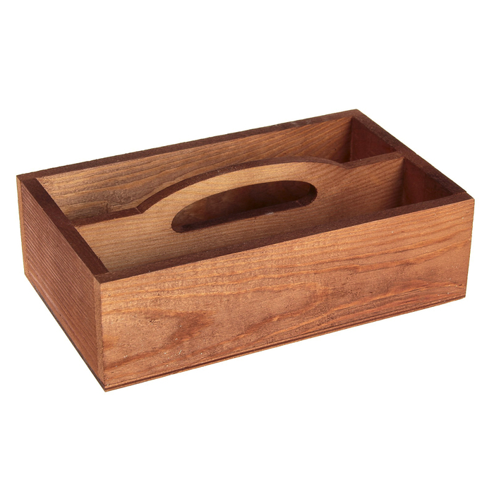 Декоративный поднос "Цветы" с ручкой из массива сосны 25х15х9 см, толщ. 10 мм