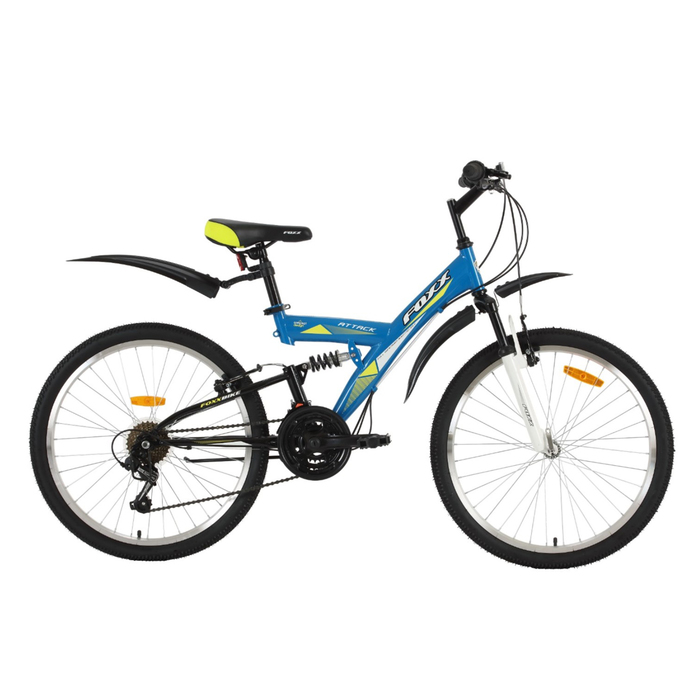Велосипед 24" Foxx Attack, 2018, цвет синий/желтый, размер 14"