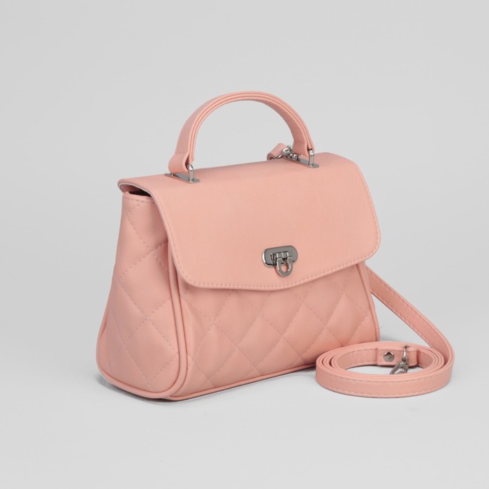 Сумка женская, отдел на молнии, длинный ремень, цвет розовый