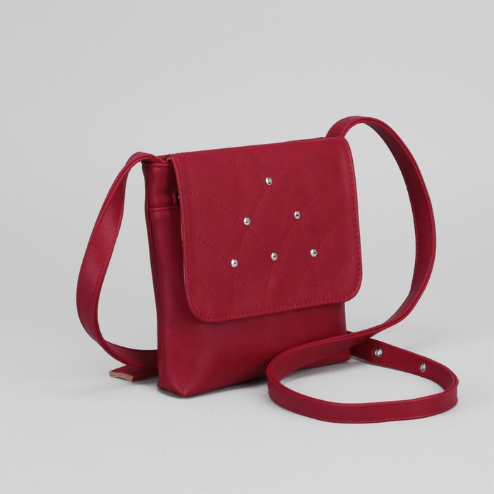 Сумка женская, отдел на молнии, наружный карман, длинный ремень, цвет красный