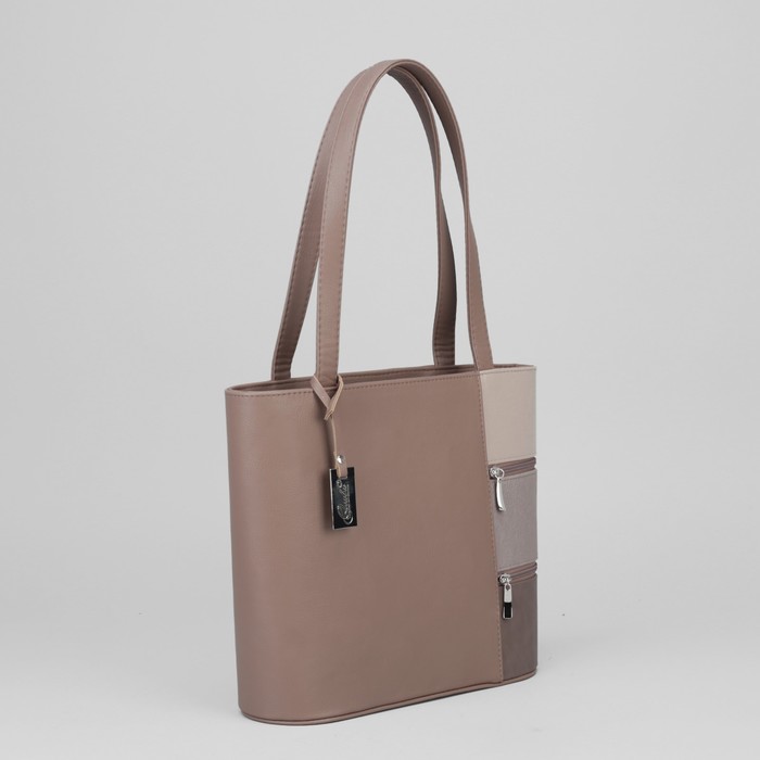 Сумка женская, 2 отдела на молнии, цвет бежевый